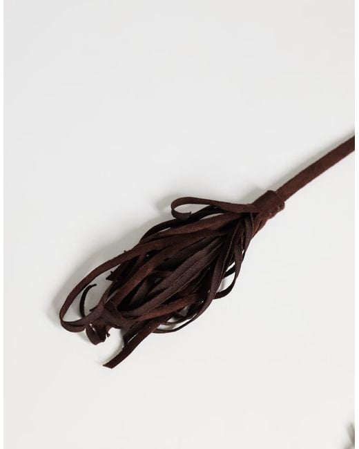 TOPSHOP Brown Fringe Cord Suedette Belt