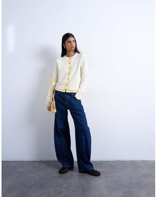 TOPSHOP White Knit Double Layer Cardigan