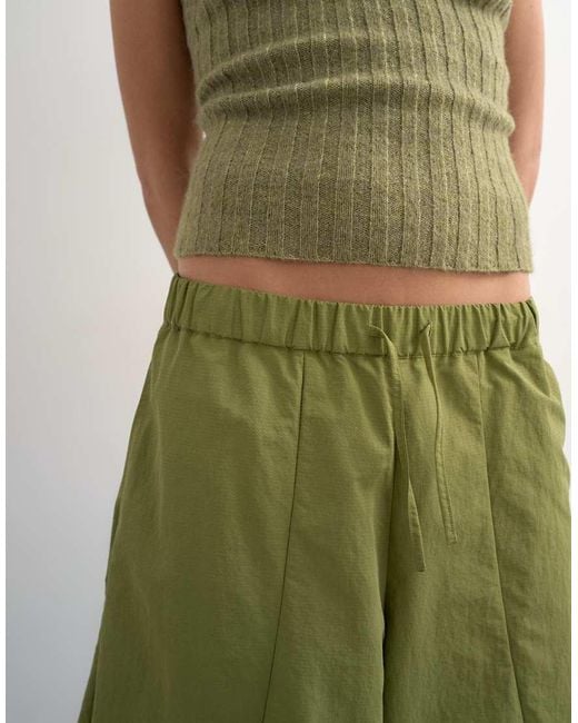 TOPSHOP Green Techy Oversized Ovoid Mid Length Trouser