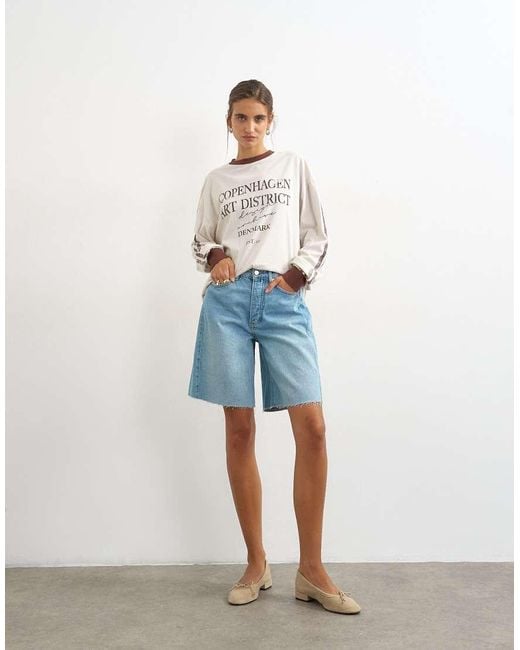 TOPSHOP Blue Longline Barrel Short