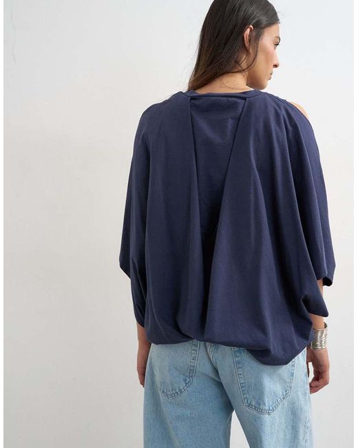 TOPSHOP Blue Cape Draped Tee