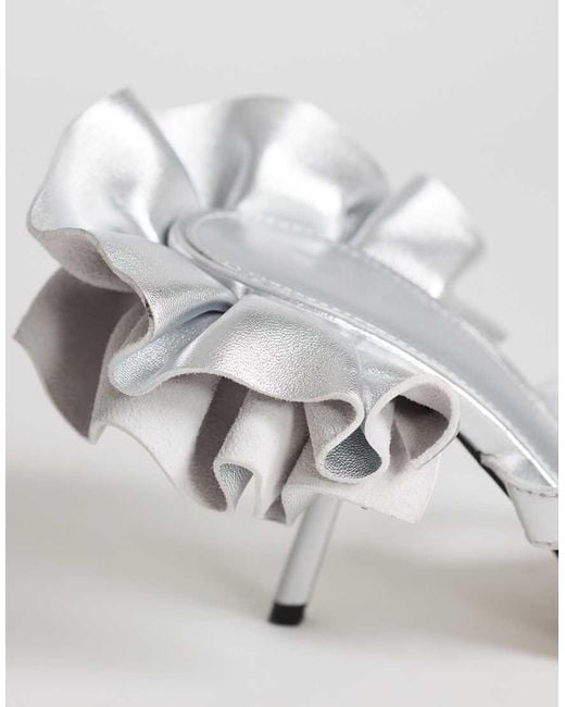 TOPSHOP White Ophelia Real Leather High Heeled Sandal With Ruffle