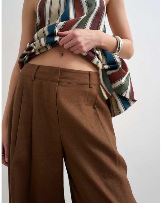 TOPSHOP Natural Linen Barrel Leg Trouser
