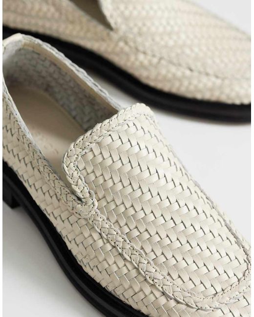 TOPSHOP White Bali Leather Weave Flat Shoe Loafer