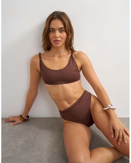 TOPSHOP Natural Tiana High Waisted Bikini Bottoms