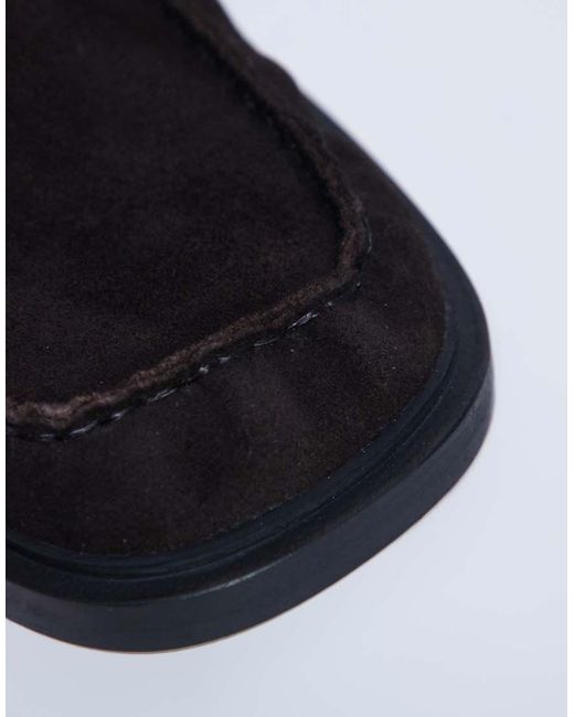 TOPSHOP White Premium Clover Real Suede Loafers With Ruched Detail