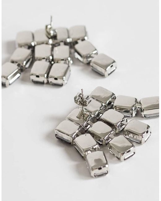 TOPSHOP Black Eddie Square Statement Earrings