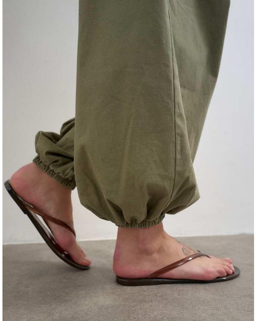 TOPSHOP Green Balloon Ripstop Cargo Trouser
