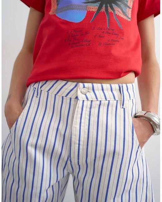 TOPSHOP Red Denim Barrel Jorts