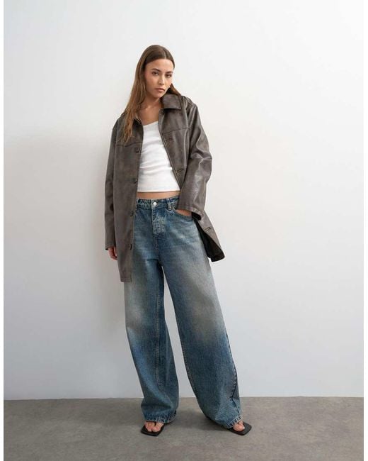 TOPSHOP Brown Faux Leather Mid Length Jacket