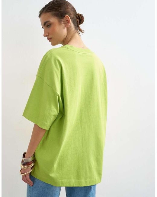 TOPSHOP Green Oversized Drop Shoulder Tee