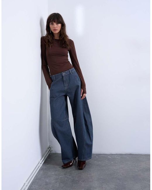 TOPSHOP Blue Horseshoe High Rise Barrel Jeans