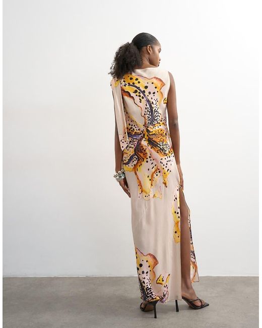 TOPSHOP White Tie Neck Drape Maxi Dress