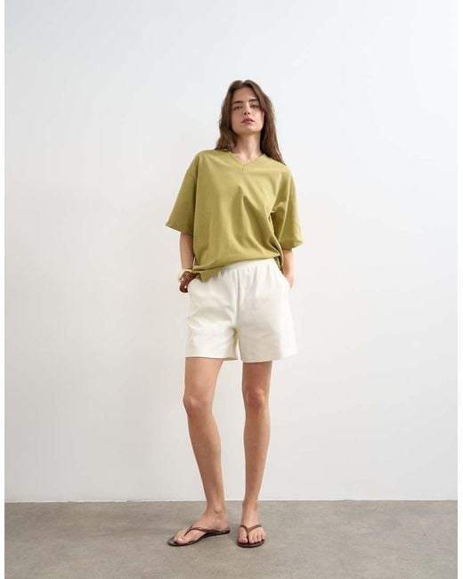 TOPSHOP White Interlock Sweat Shorts