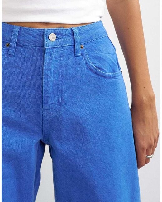 TOPSHOP Blue Barrel Mid Rise Jean for men