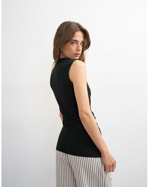 TOPSHOP Black Clean Ruched Tank