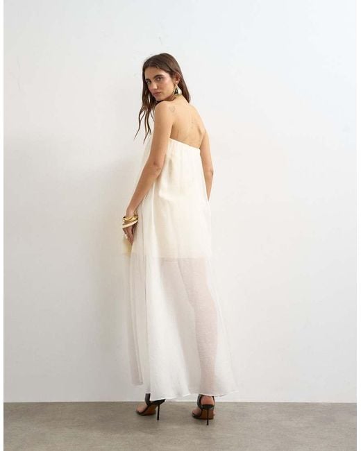 TOPSHOP White Organza Layered Bandeau Maxi Dress