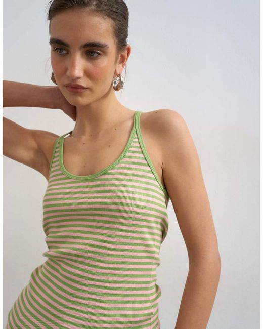TOPSHOP Blue Stripe Spaghetti Strap Scoop Racer Vest