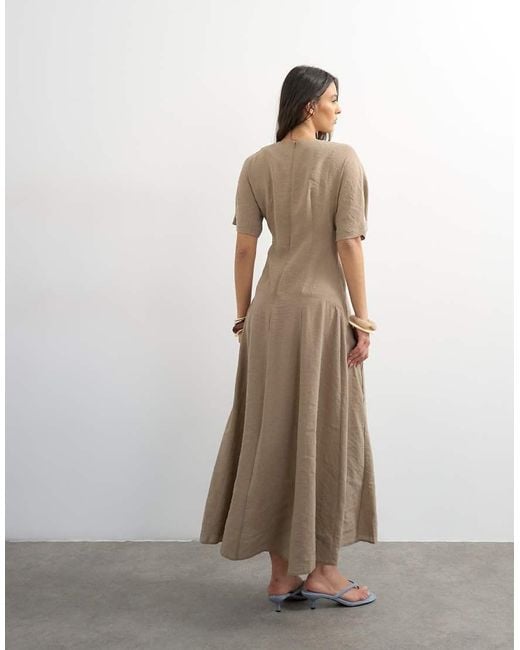 TOPSHOP Natural Cupro Dropped Waist Maxi T-Shirt Dress