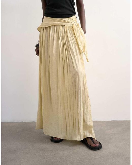 TOPSHOP Natural Sash Tie Crinkle Full Maxi Skirt