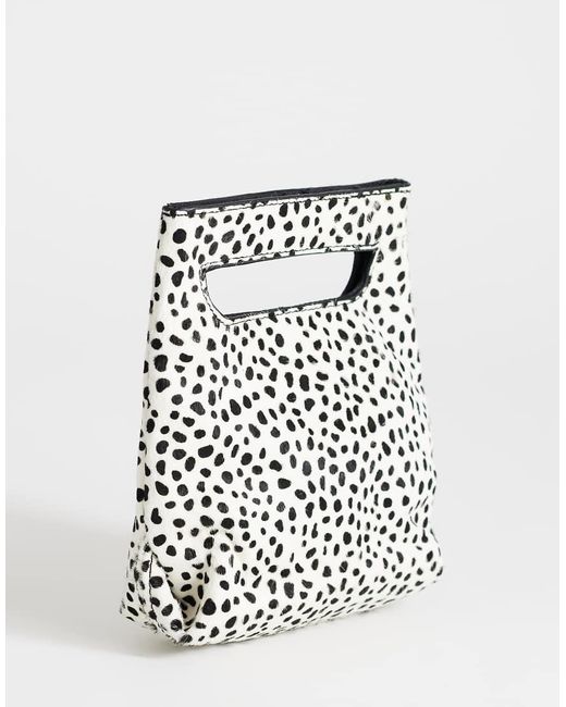 TOPSHOP White Stella Hair On Real Leather Small Grab Bag