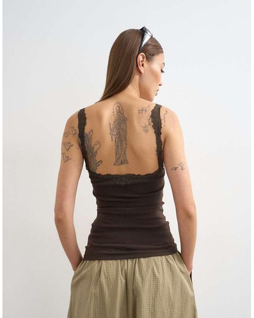 TOPSHOP Natural Lace Trim Cami