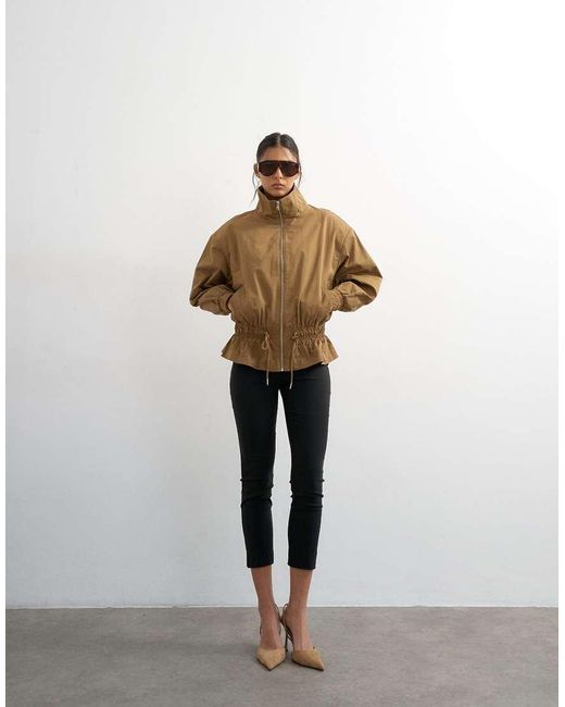 TOPSHOP Natural Cotton Toggle Waist Zip Through Jacket