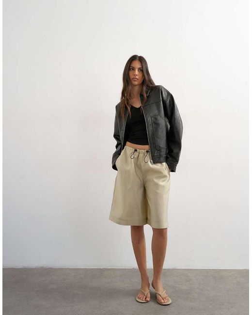 TOPSHOP Black Faux Leather Zip Through Jacket With Patch Pockets