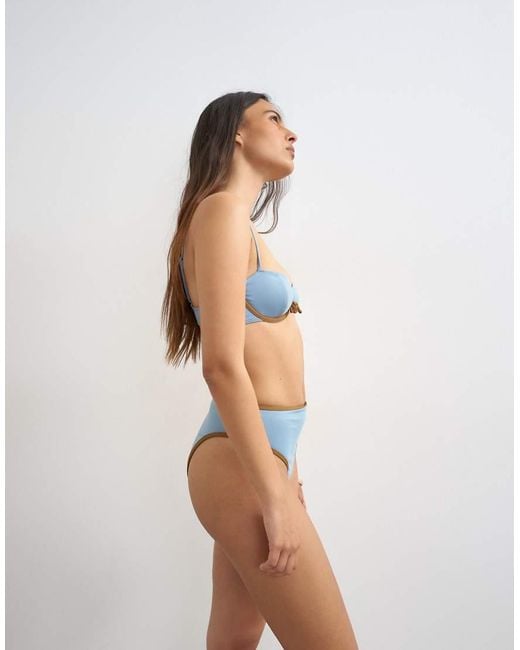 TOPSHOP Blue Ibiza High Waisted Bikini Bottom
