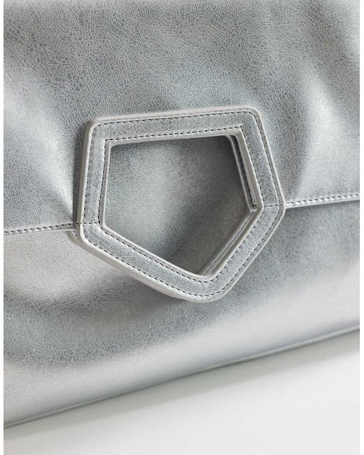 TOPSHOP Gray Gregry Oversized Folded Clutch Bag