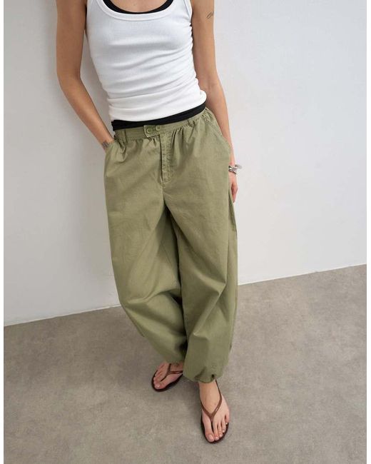 TOPSHOP Green Balloon Ripstop Cargo Trouser