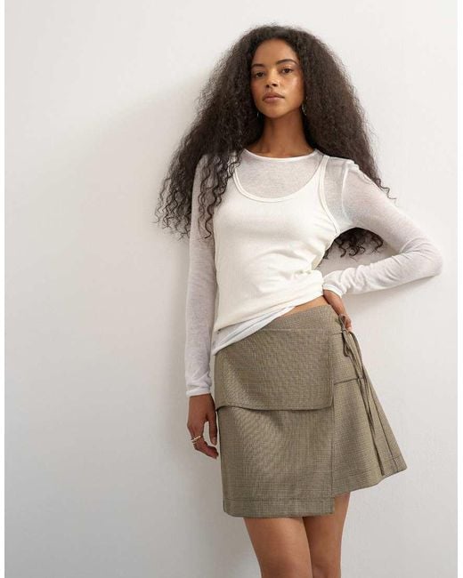 TOPSHOP Gray Wrap Tie Mini Skirt