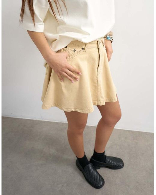TOPSHOP Natural Denim Full Mini Skirt