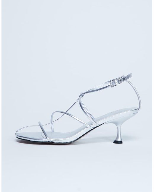TOPSHOP Blue Itzia Strappy Mid Heel Sandals