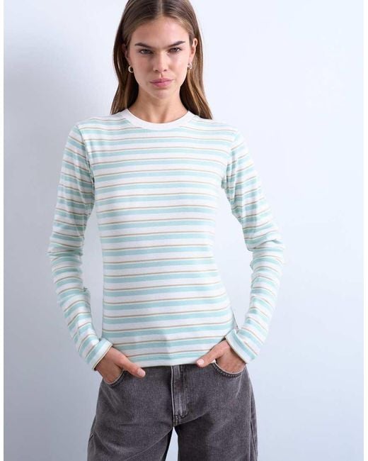 TOPSHOP White Stripe Long Sleeve Everyday Tee