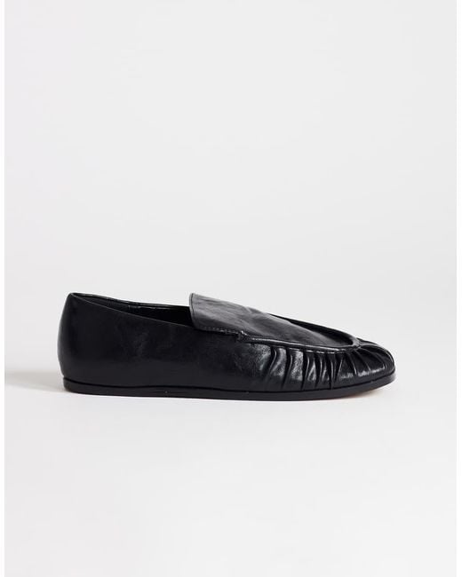 TOPSHOP Black Dora Ruched Loafers