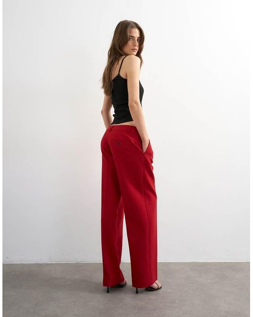 TOPSHOP Red Co Ord Mid Rise Clean Straight Trouser