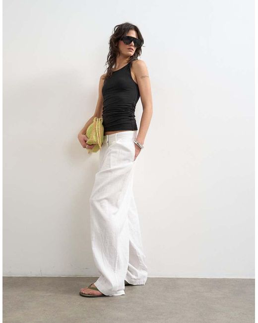 TOPSHOP Black Knot Detail Ruched Side Tank