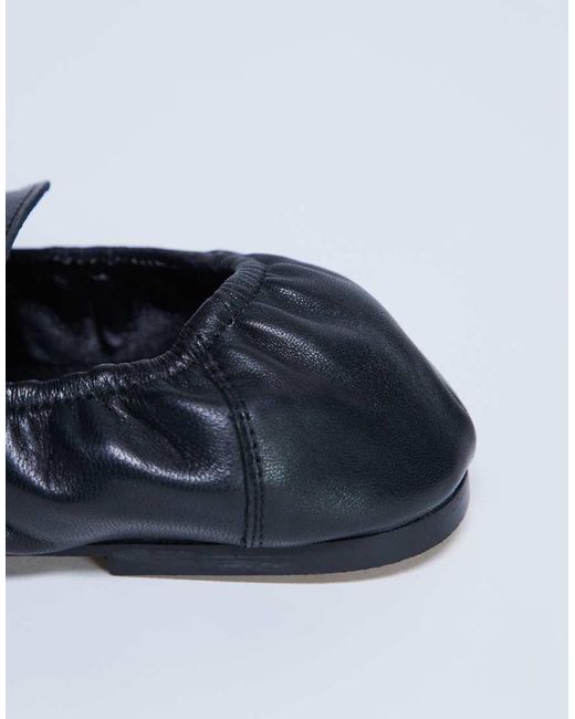 TOPSHOP Blue Brooks Ruched Back Real Leather Loafer