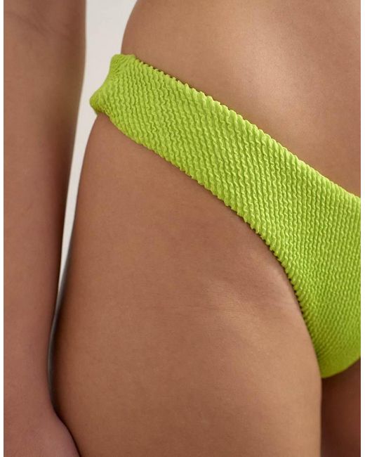 TOPSHOP Green Tara Crinkle High Leg Cheeky Bikini Bottom