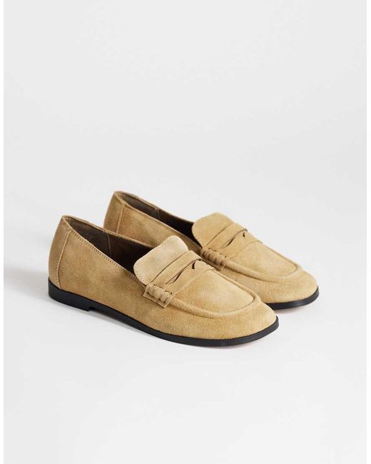 TOPSHOP Natural Charlie Faux Suede Flat Loafers