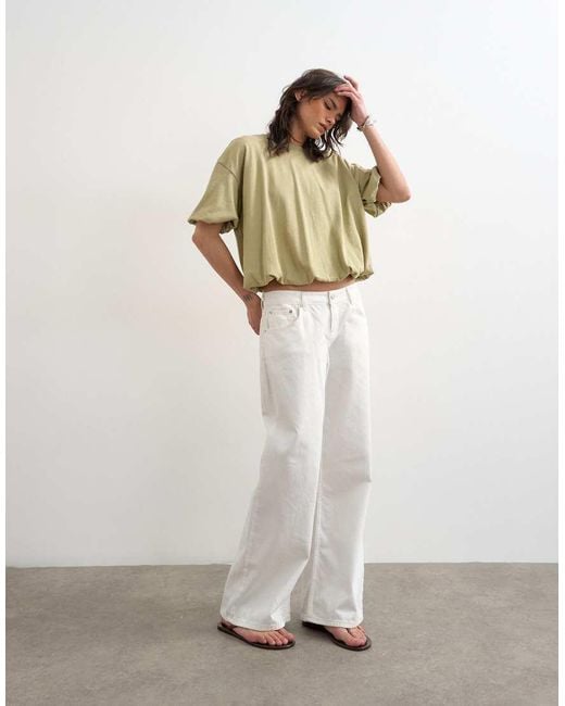 TOPSHOP Gray Bubble Hem Tee