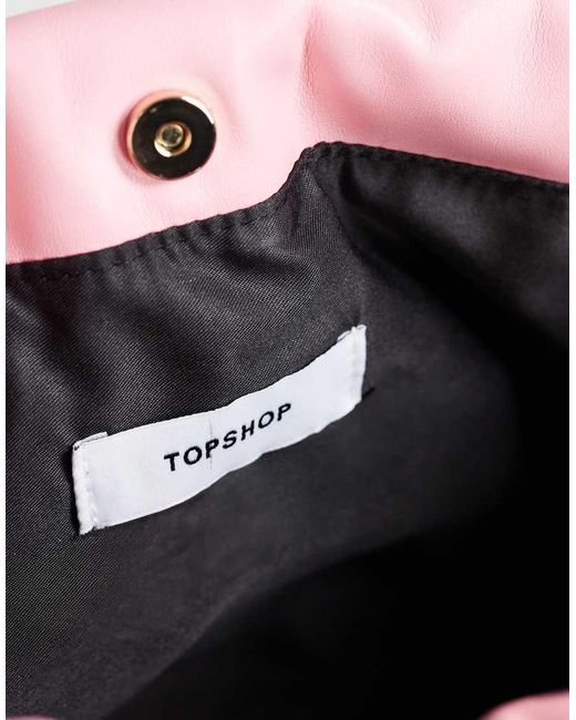 TOPSHOP Pink Celia Medium Ruched Clutch Bag