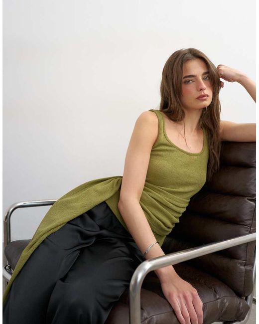 TOPSHOP Black Tie Drape Waist Detail Vest