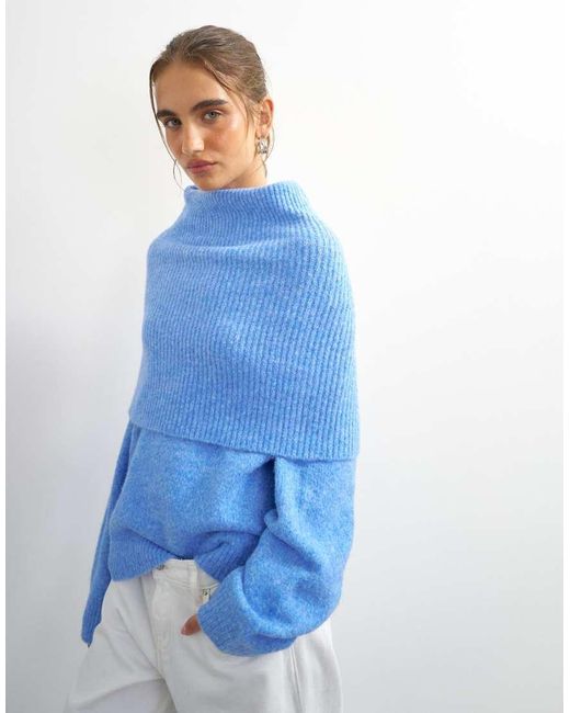 TOPSHOP White Knit Deep Fold Bardot Sweater