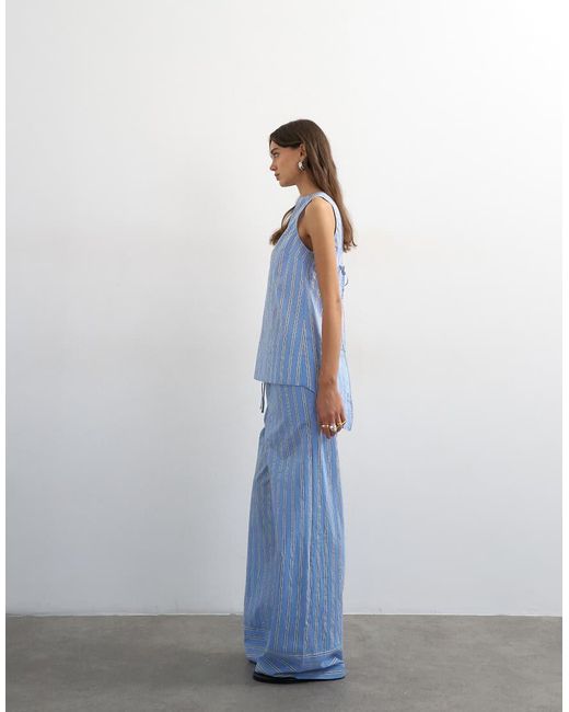 TOPSHOP Blue Co Ord Straight Leg Trouser