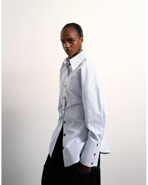 TOPSHOP White Tolu Coker X Stripe Long Sleeve Shirt