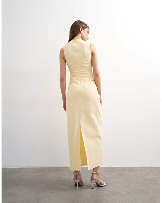 TOPSHOP Natural Ruched Sleeveless Midi Dress