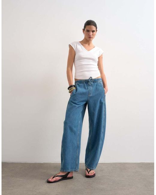 TOPSHOP Blue Slouchy Barrel Jeans