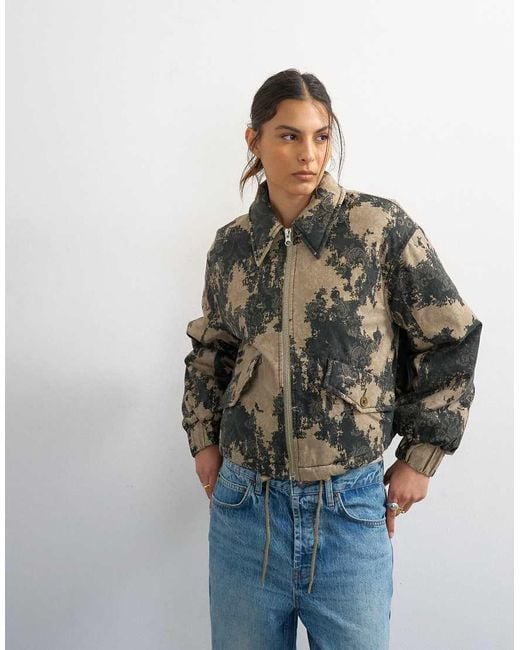 TOPSHOP Brown Printed Cotton Jacket